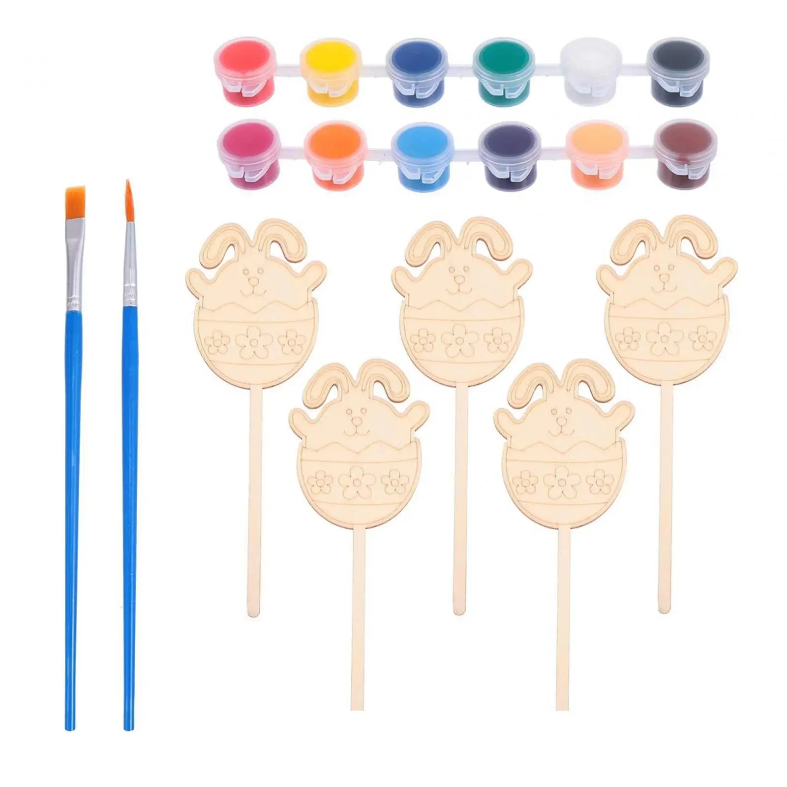 Reusable Bunny Plant Labels for Garden Greenhouse Wood Tags with Paint for Flower Vegetable Marking