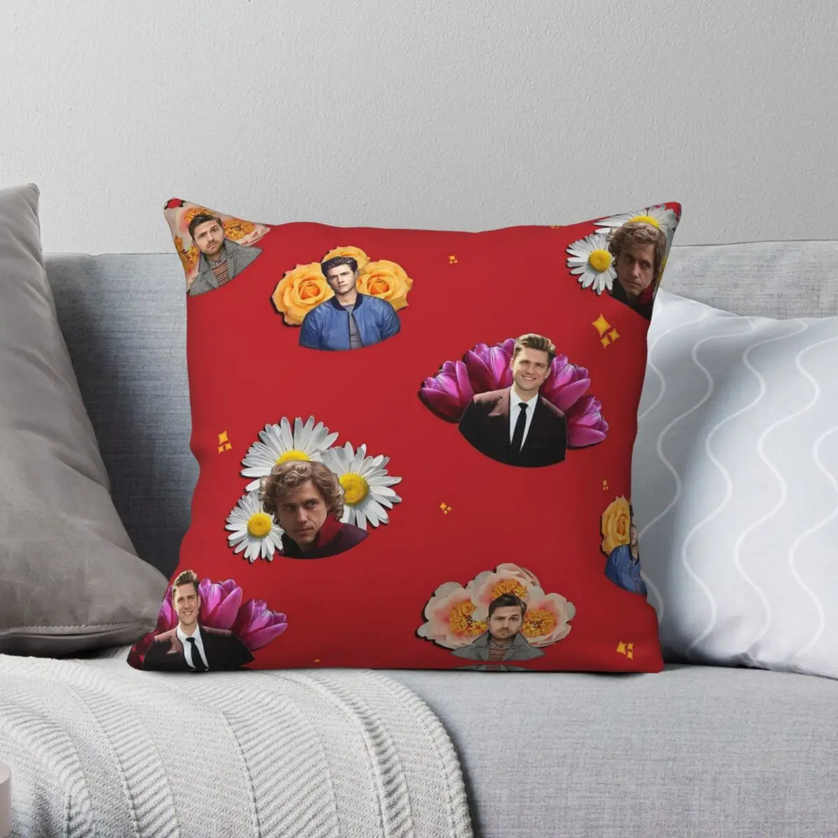 Aaron Tveit Pillowcase Polyester Linen Velvet Pattern Zip Decor Pillow Case Sofa Seater Cushion Cover 45x45