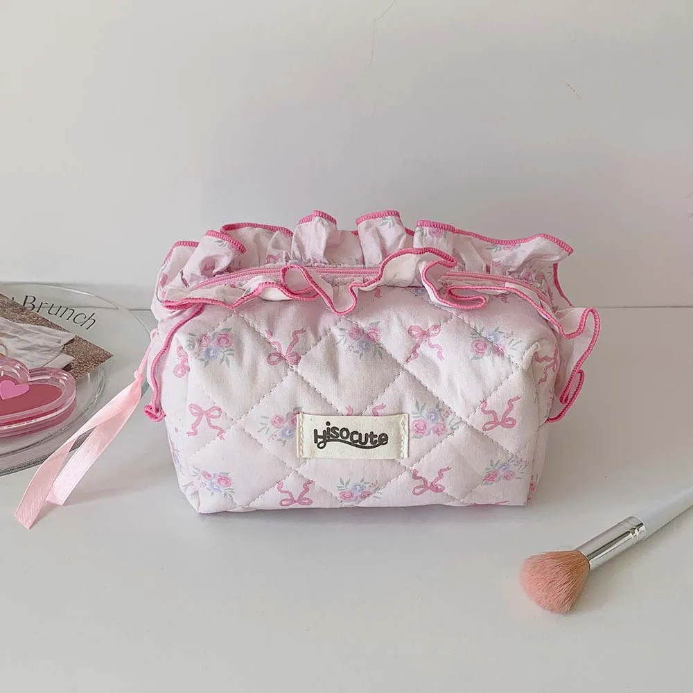 Bowknot Bow Cosmetic Bag Wash Pouch Desktop Storage Bow Stationery Bag Pink/White Handbag Korean Style Pencil Case Wash Face