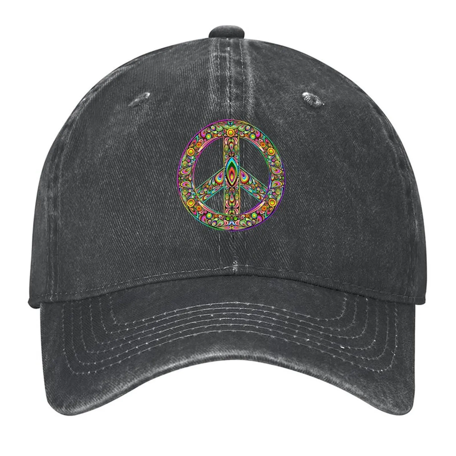 

Peace symbol brightly decorated Baseball Cap cute Wild Ball Hat Big Size Hat Golf Hat Man Girl Men's