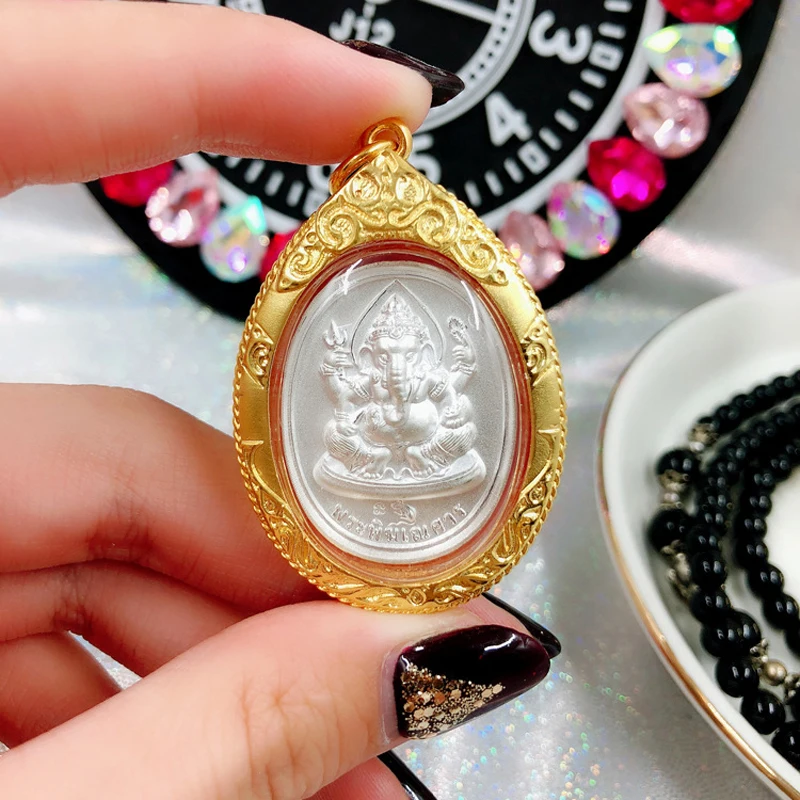 50% OFF Asia Thailand Temple four-faced Buddha figure effective Amulet  GANESH God of wealth Amulet good luck talisman