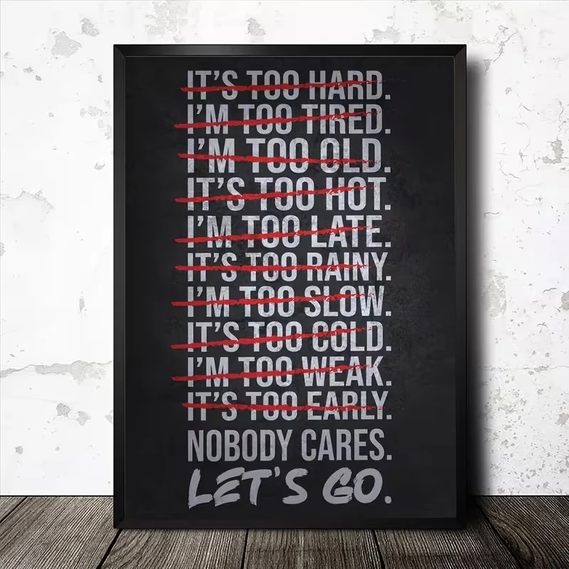 Minimalistischer Schwarz-Weiß-Gym-Motivations-Wandkunstdruck, Leinwandgemälde, Poster, Bild für Wohnzimmer, Schlafzimmer, Heimdekoration