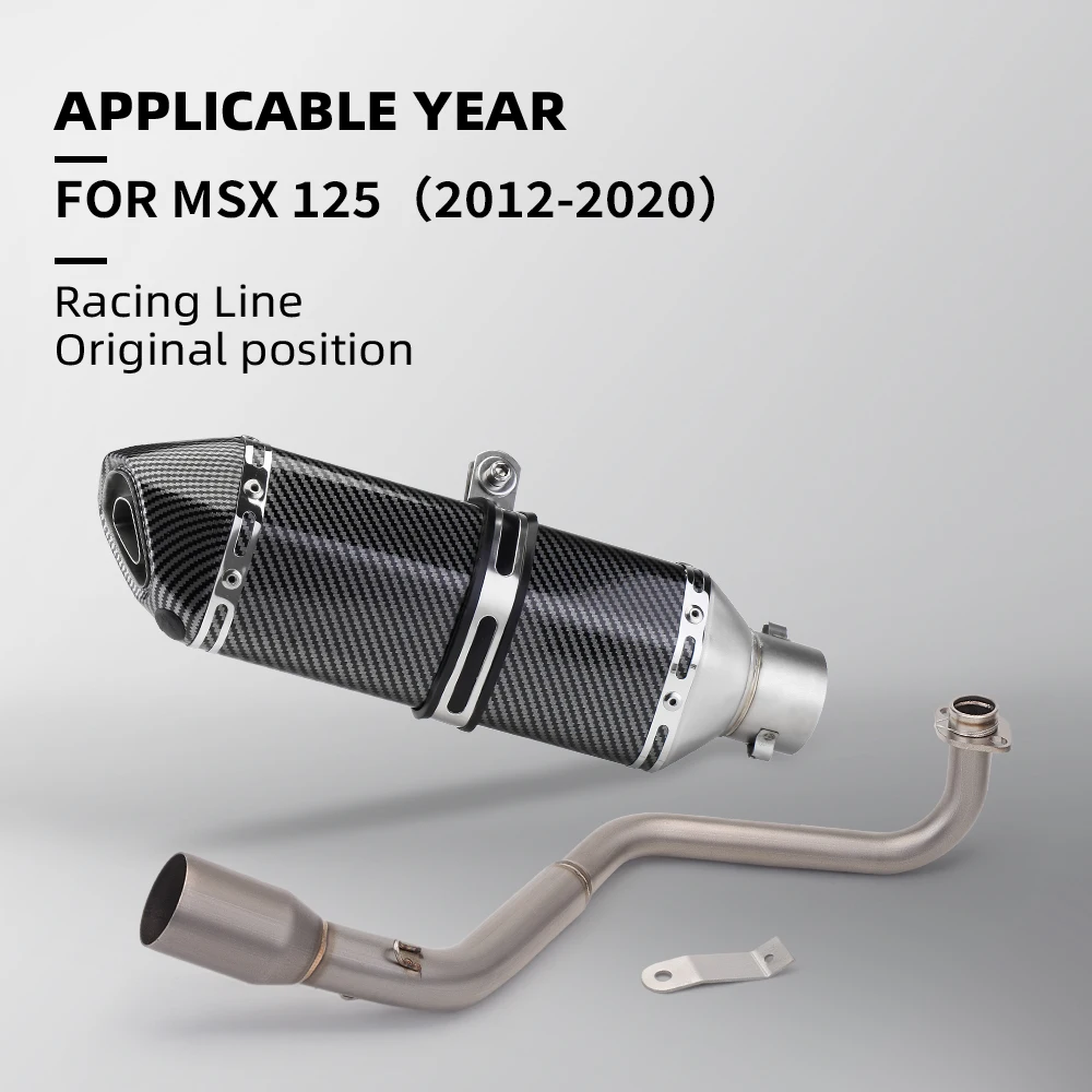 

FOR MSX125 Motorcycle Exhaust System Muffler Slip-On 51mm Front Connect Link 2012-2020 Full Exhaust System Racing Line pipe