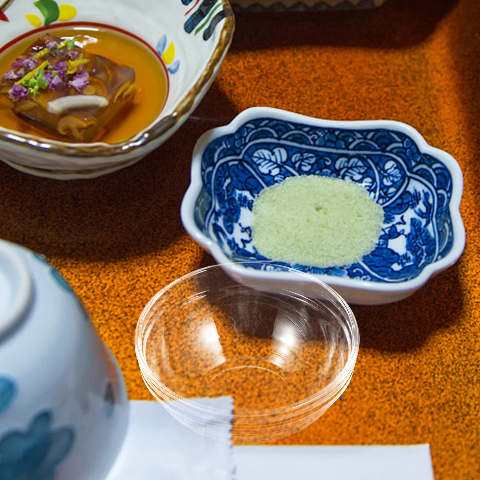 

12Pcs Outdoor Tableware Set Multipurpose Food Bowls Transparent Dessert Salad Bowls Household Kitchen Decorative Use