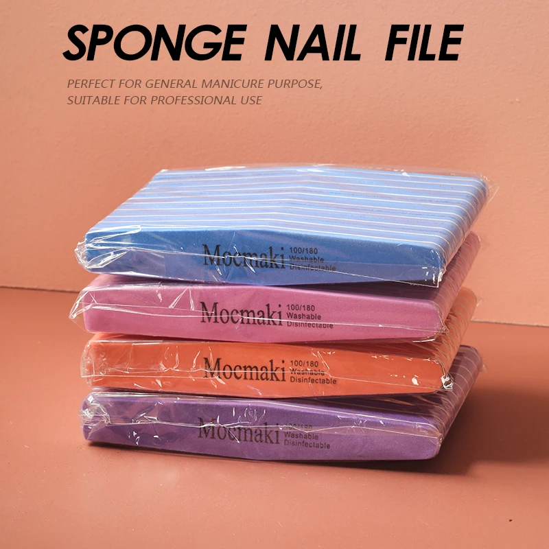 Mocmaki 10pcs/lot Double Side Nail files buffer 100/180 Polishing Grinding Manicure Pedicure Nail Buffers File Tools