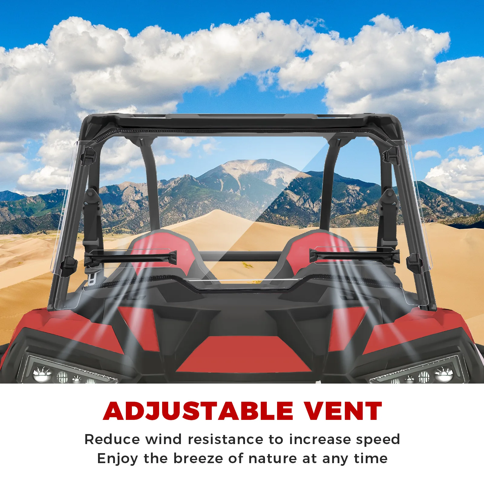 KEMIMOTO RZR UTV Full Windshield Compatible with Polaris RZR XP/XP 4 1000 2019-2023 Polycarbonate Heavy Duty Clear Windscreen