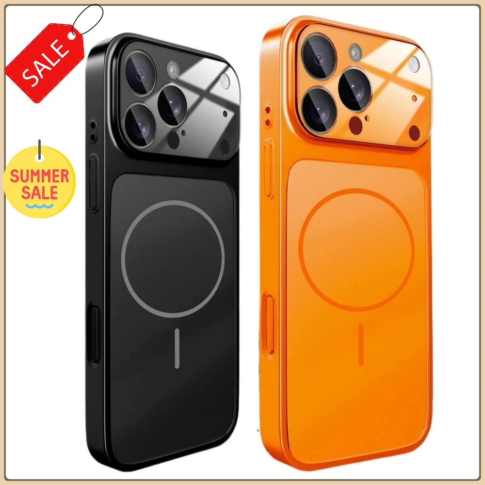 Funda original iPho/ne 17 Air Pro Max de vidrio nano arenado; Funda protectora magnética para carga inalámbrica MagSafe; Estilo armadura