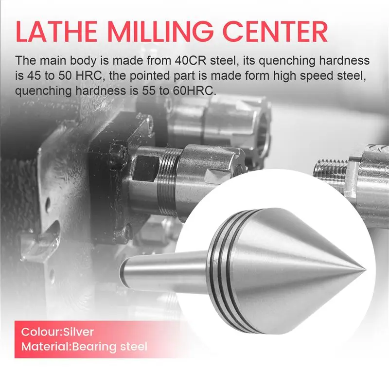 AS60-1Pcs Lathe Milling Center MT2 High Accuracy Live Revolving Center Medium Lathe Machine Tool Accessory For CNC Cutter