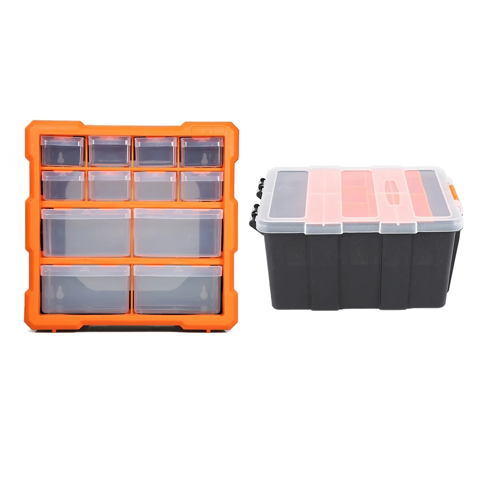 ABZL F-156D Scatola portautensili in plastica portatile Valigia Cassetta degli attrezzi per elettricisti e cassetto Scatola portaoggetti per parti PP + PS