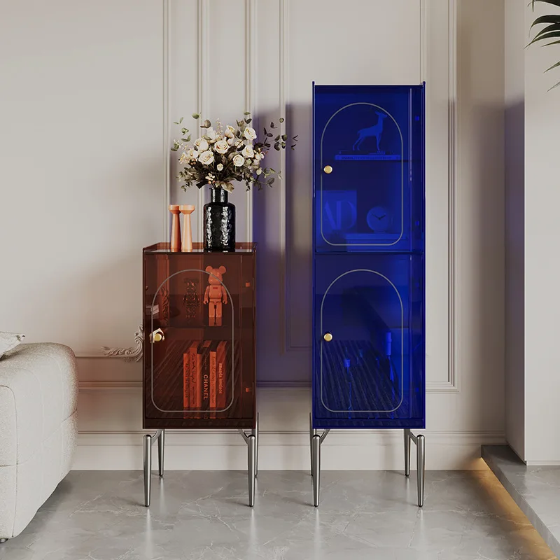 Italian minimalist wine cabinet acrylic dining side cabinet entrance sofa side cabinet light luxury bookcase storage locker figu