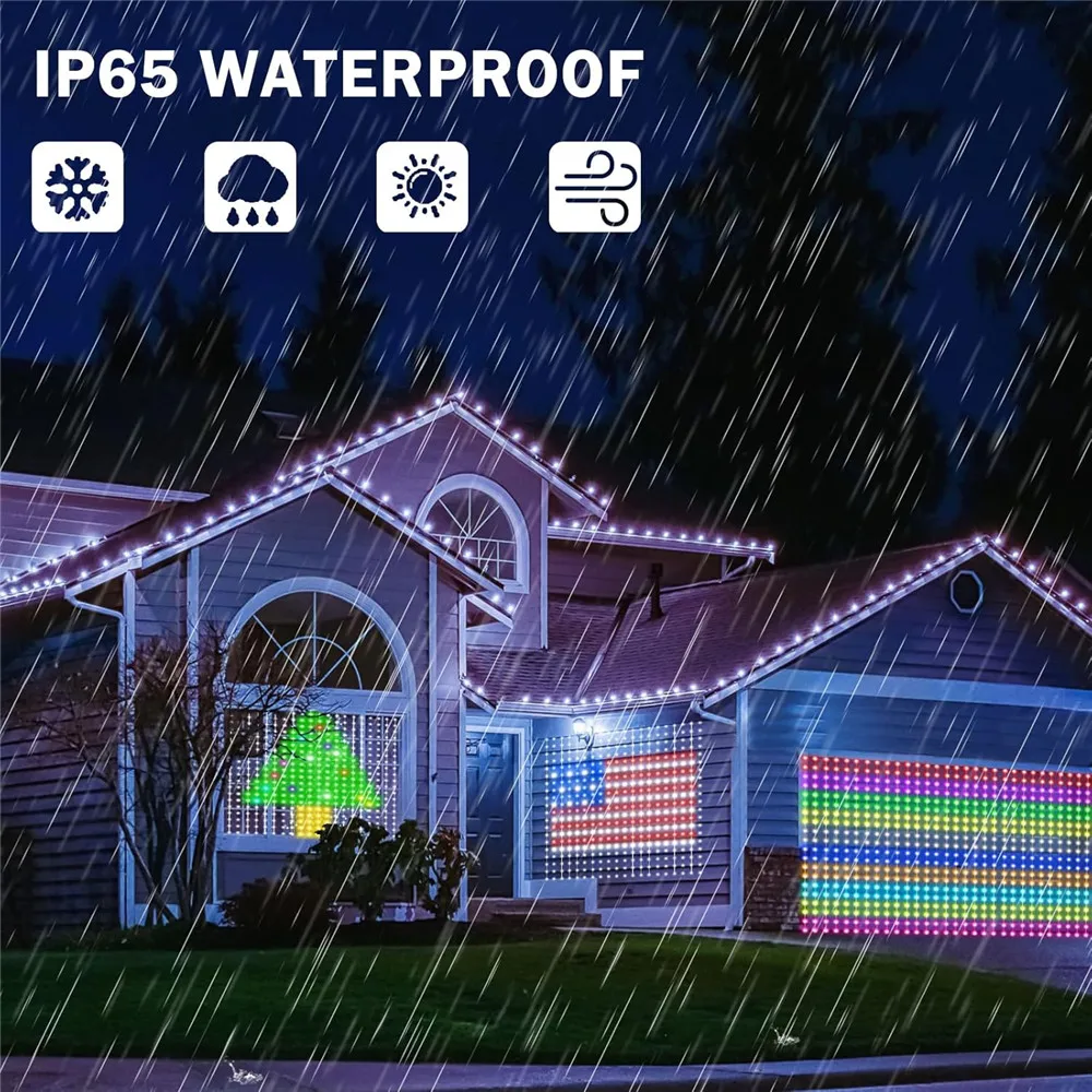 400-800 LED أضواء الستار الذكية سلسلة أضواء App التحكم عن بعد الموسيقى مزامنة عيد الميلاد الستار سلسلة أضواء الجنية في الهواء الطلق