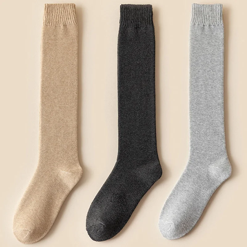 EU38-45 طويلة الساق الشتاء رجالي سميكة جوارب من الصوف. منشفة ضغط حراري ساخن عالية الجوارب مريحة الدافئة التفاف العجل الثلوج الجوارب