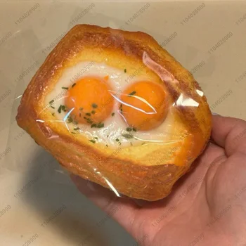 Kızarmış yumurta tost Squishy yavaş yükselen çift Yolked yumurta ekmek Squishy yavaş ribaund sıkmak oyuncak Anti stres yayın el oyuncak dinlenmek