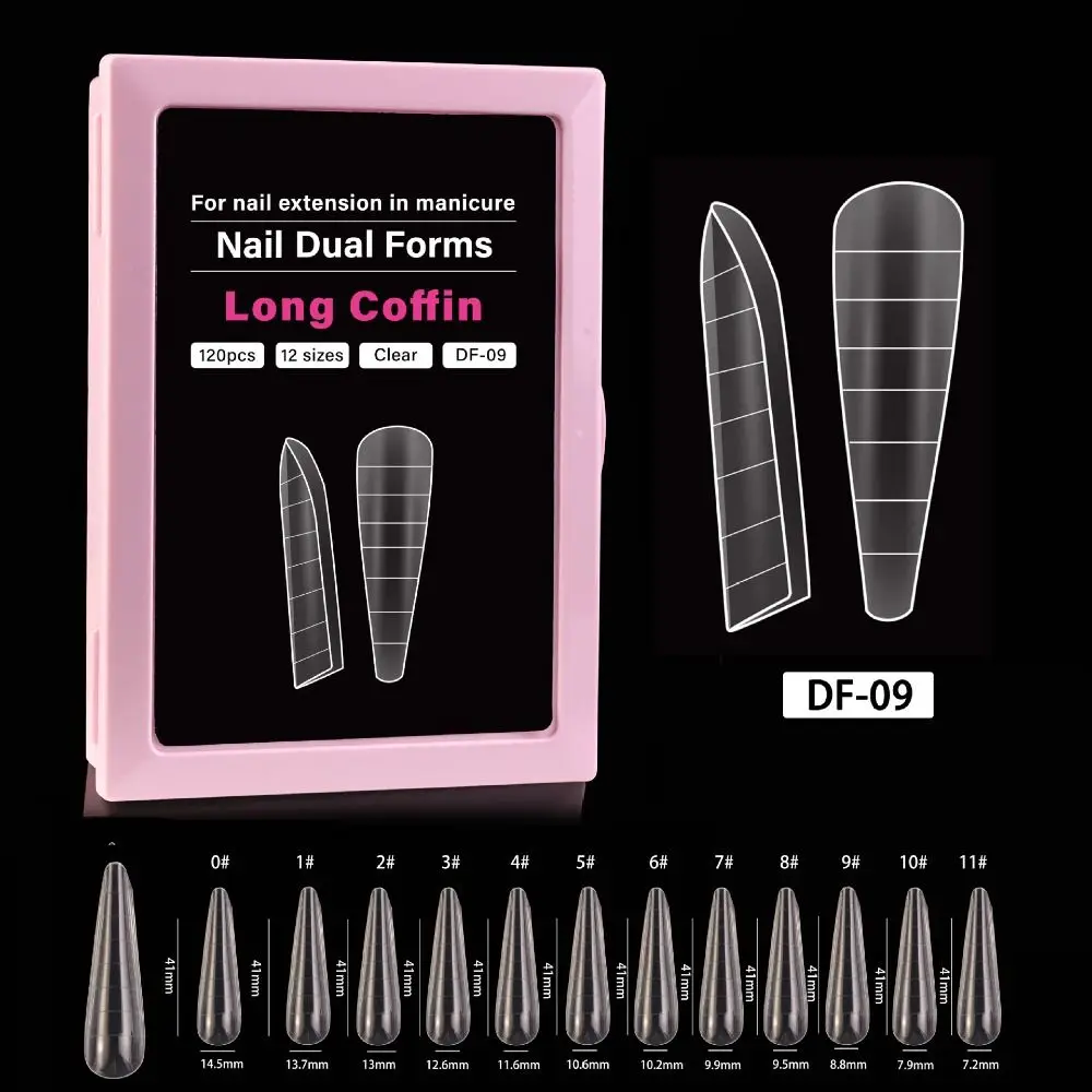 With Inner French Line French Nail Molds Coffin Shape Square Shape Acrylic Nail Art Mold 12 Sizes Reusable