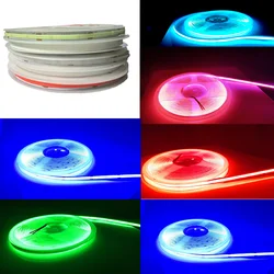 Tira de luces LED COB de alta densidad, cinta Flexible de 12V y 24V CC, 320LED/480LedsM, RA90/RA95, color rosa, amarillo, hielo, azul, rojo y verde