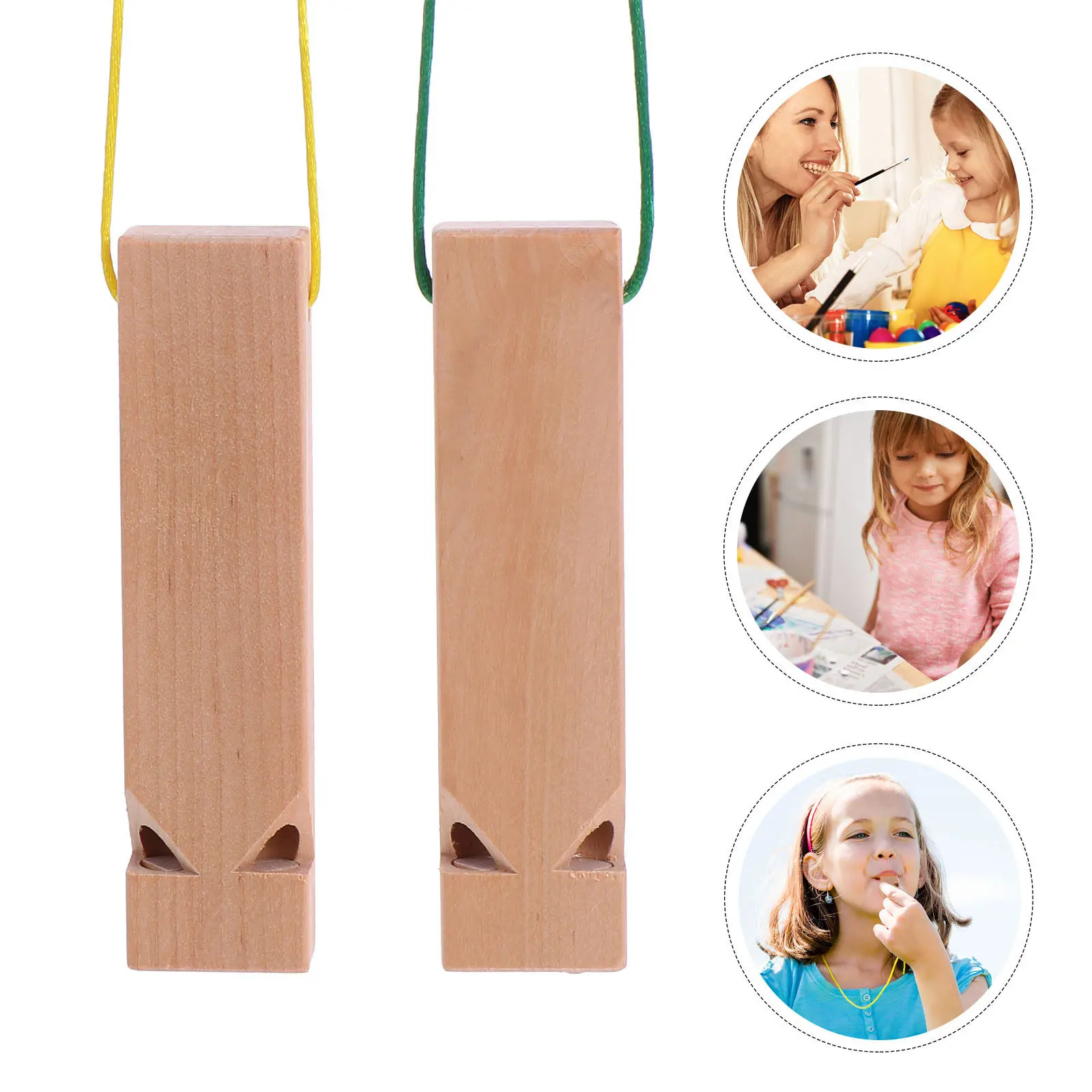 2pcs Wooden Whistle Set for Kids – Natural Wood, Train Sound, Musical Toy for Early Development & Holiday Gift