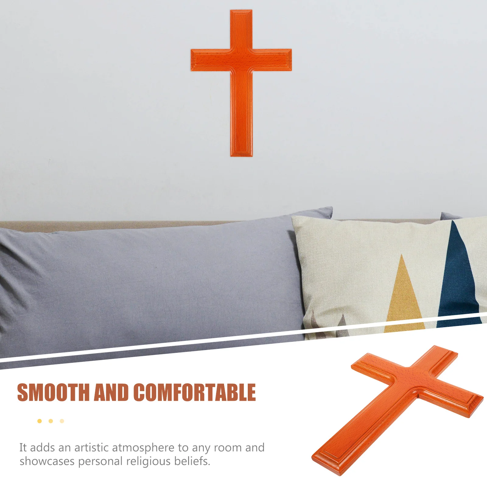 

Wood Cross Wall Decor Pendant for Home and Church Artistic Religious Wooden Cross Ornament Easy Clean Hanging Wall Decoration