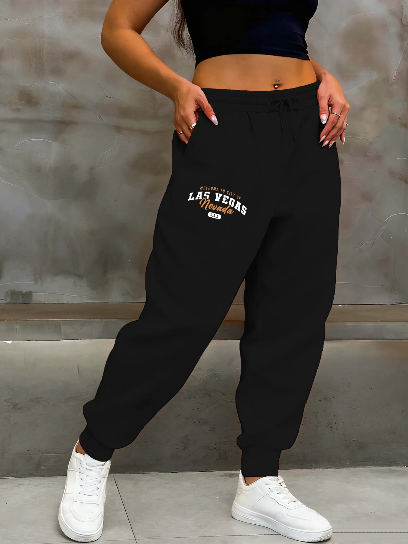 مرحبا بكم في لاس فيغاس نيفادا طباعة Sweatpant الإناث الخريف الرباط بانت الدافئة Britches ركض الشارع للجنسين السراويل الطويلة