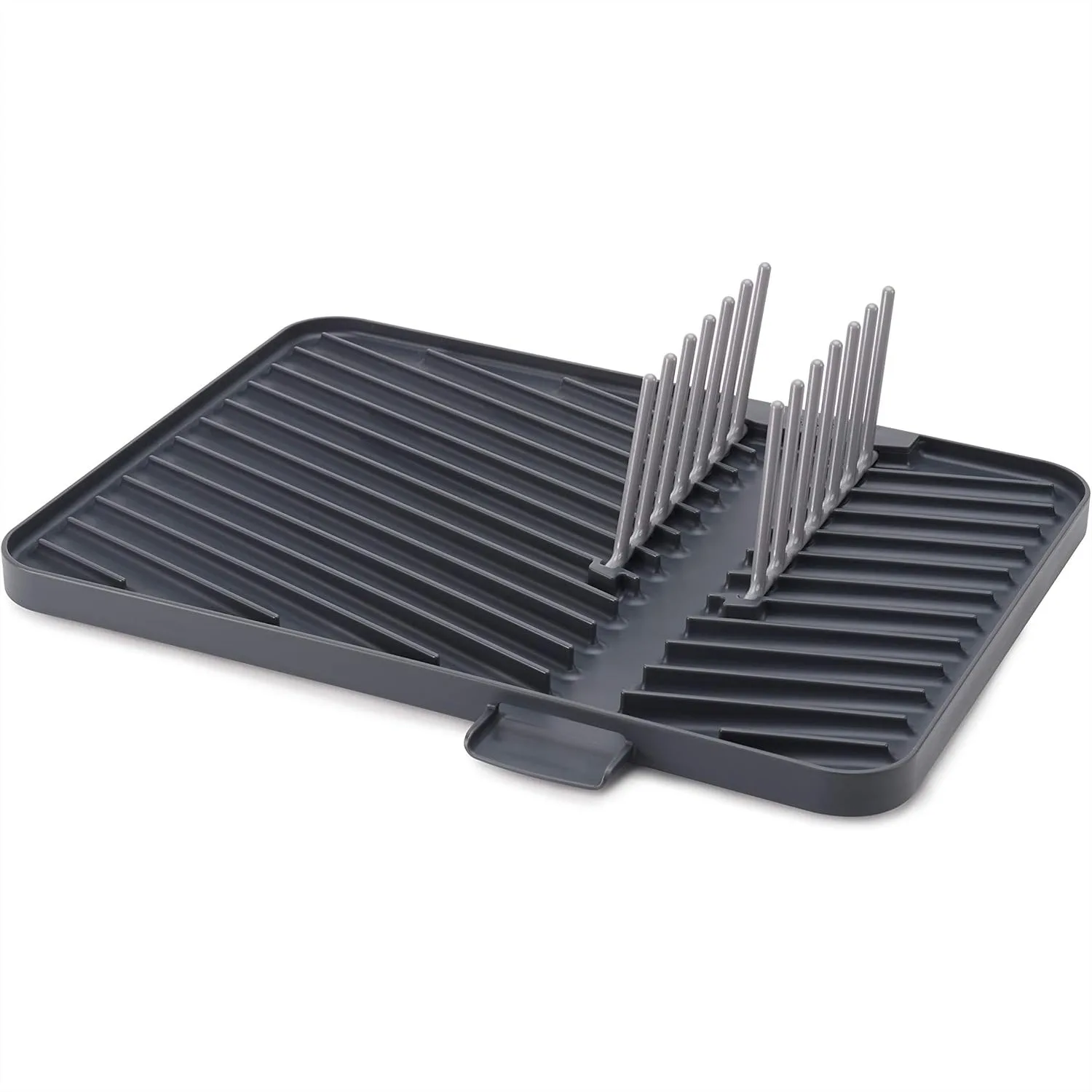 

Flip-Up Drain Board With Foldable Dish Rack For Kitchen Countertop, Gray, One-Size