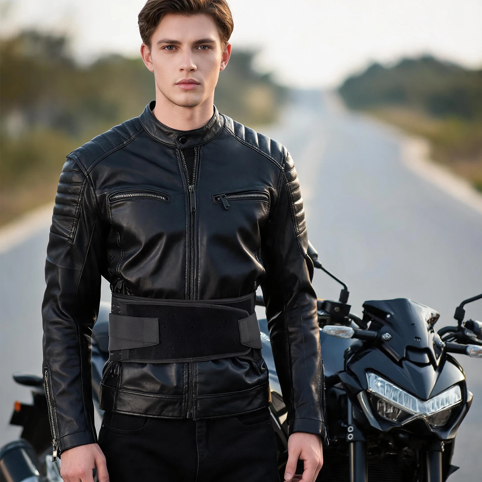 WOSAWE Motorcycle Back Support Belt Breathable Waist Belt Men Women Fitness Back Braces Adjustable Strap for Skating Skiing Gym