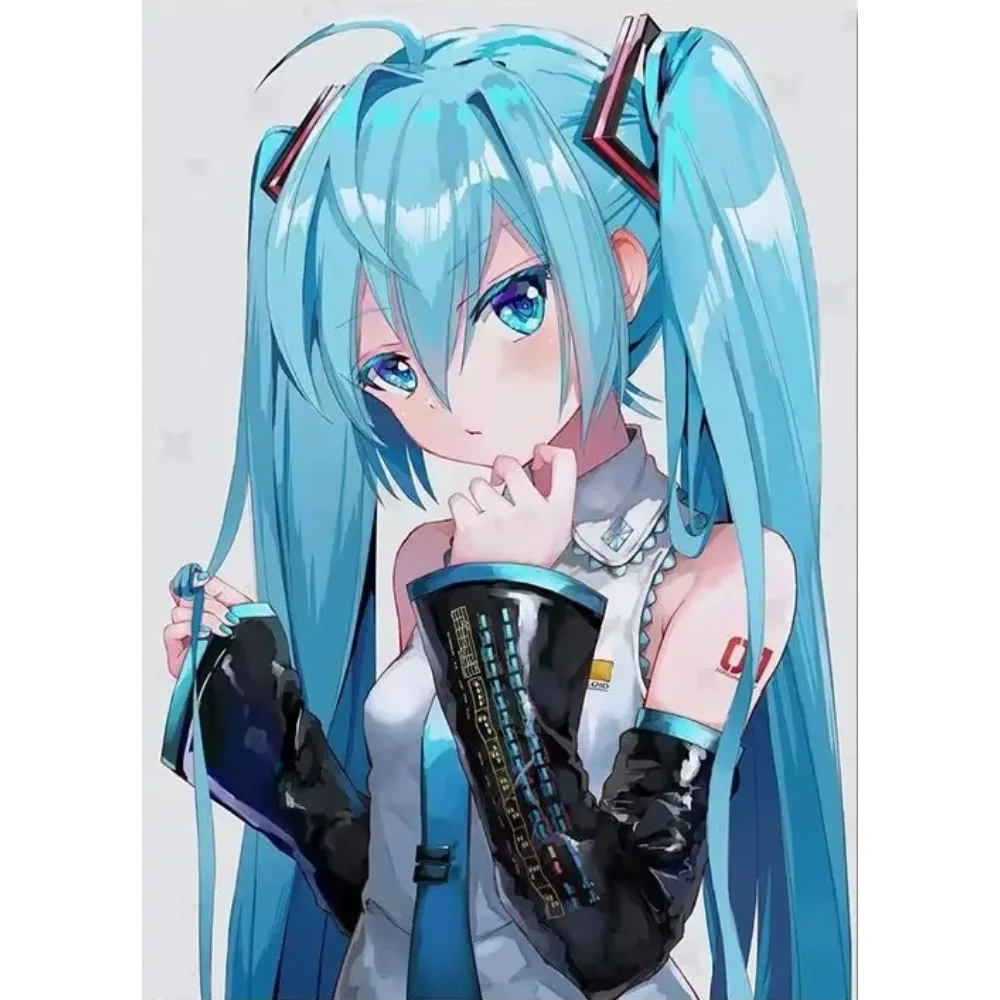 1 Stück, Ästhetisches Anime-Charakter-Miku-Poster, Cartoon-Mädchen Leinwanddruck, Wandkunst für Wohnzimmerdekoration
