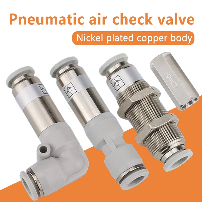 Pneumatic Check Valve 6mm 8mm 10mm 12mm One Way Valve Air Gas Single Way Brass Valve Air Compressor Pipe Fitting Adapter