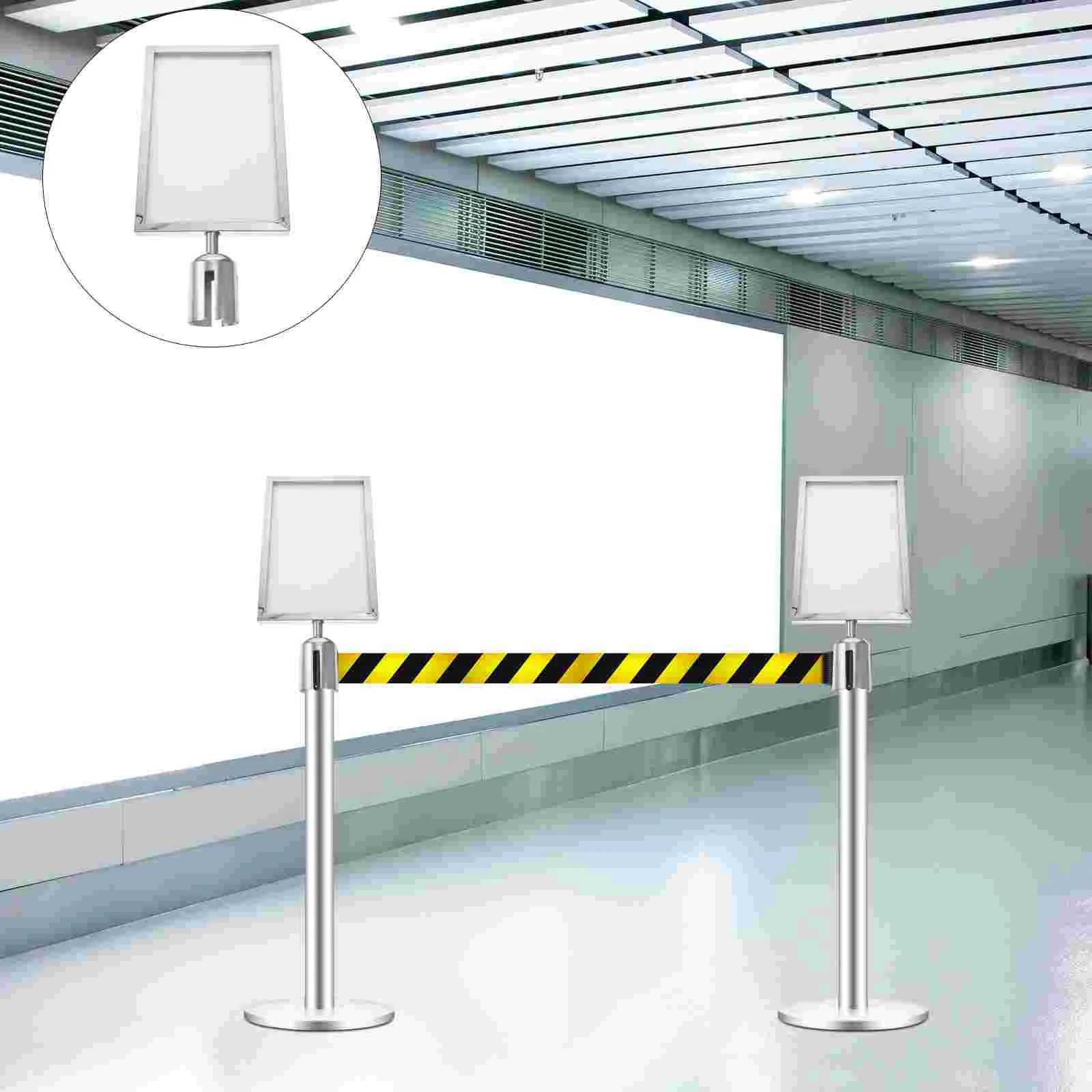 

Cordon Post Commercial Sign Holder Frame Signs Stanchion Top The Garage with Cover Stainless Steel Queue Barrier