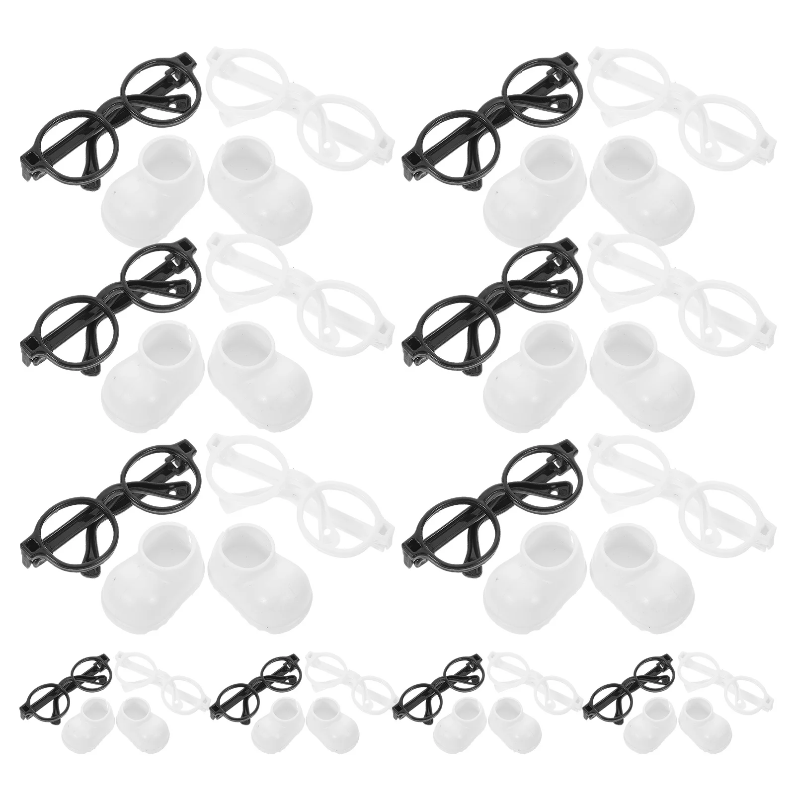 

1 Set Mini Shoes Glasses For 17Cm Figures Round Eyeglasses Stylish Tiny Plastic Footwear For Dollhouse Crafts Party