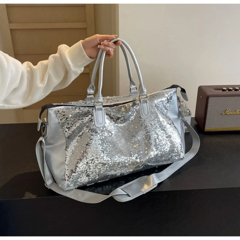 Hot Selling Fashion Sequin PU Zipper Large Capacity Women\'s Shoulder Bag 2024 High Quality Versatile Travel Crossbody Bag