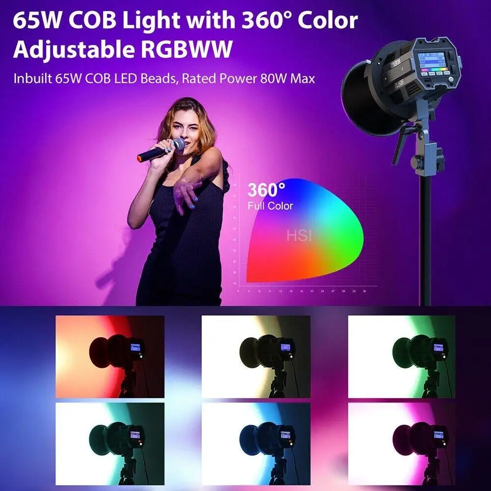 Colbor-luz de vídeo Cob RGB CL60R, 65W, Led, montaje Bowens, a todo Color, 2700K-6500K, para estudio fotográfico y grabación de vídeo