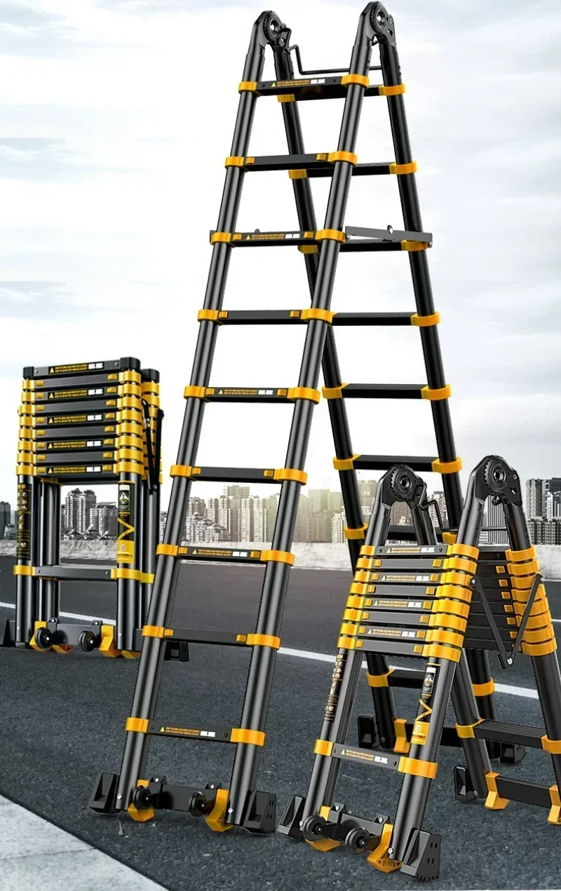 

Aluminum Alloy Thickened Telescopic Ladder Portable Engineering Folding Home Elevating Straight Ladder Herringbone Staircase