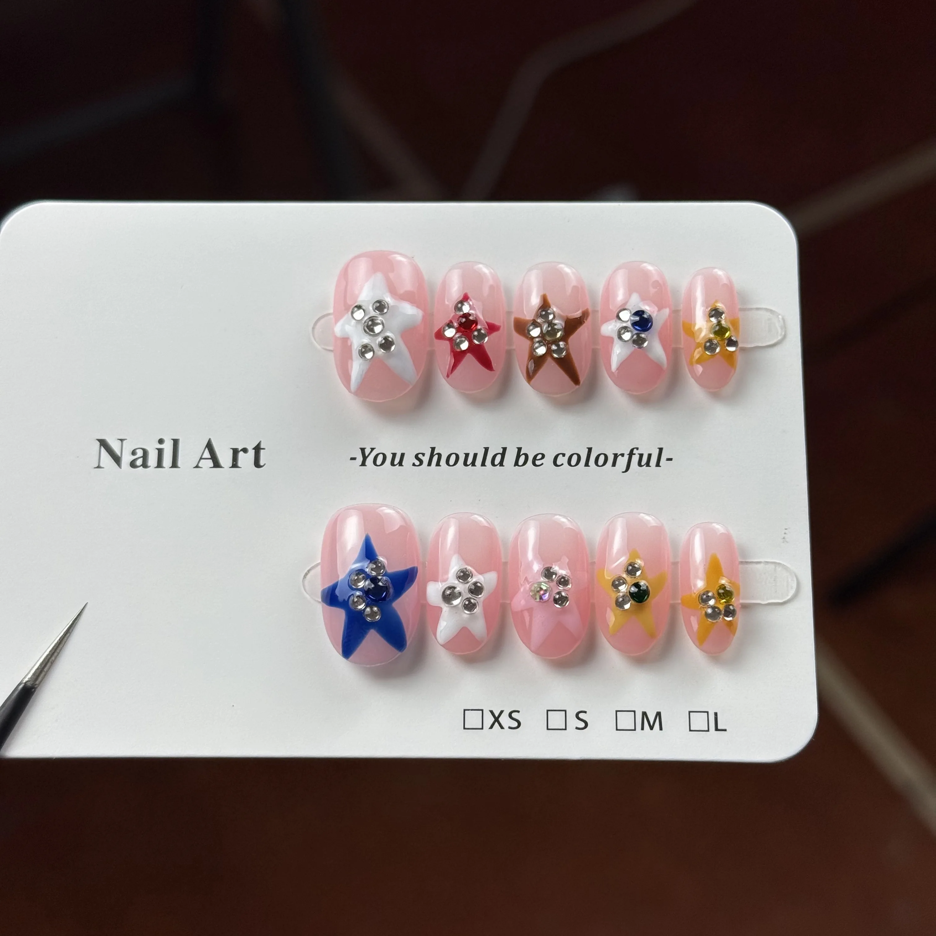 10pcs high-end Colorful Starfish, niche y2k hot girl style, hand-painted colorful starfish, shiny diamond patchwork handmade