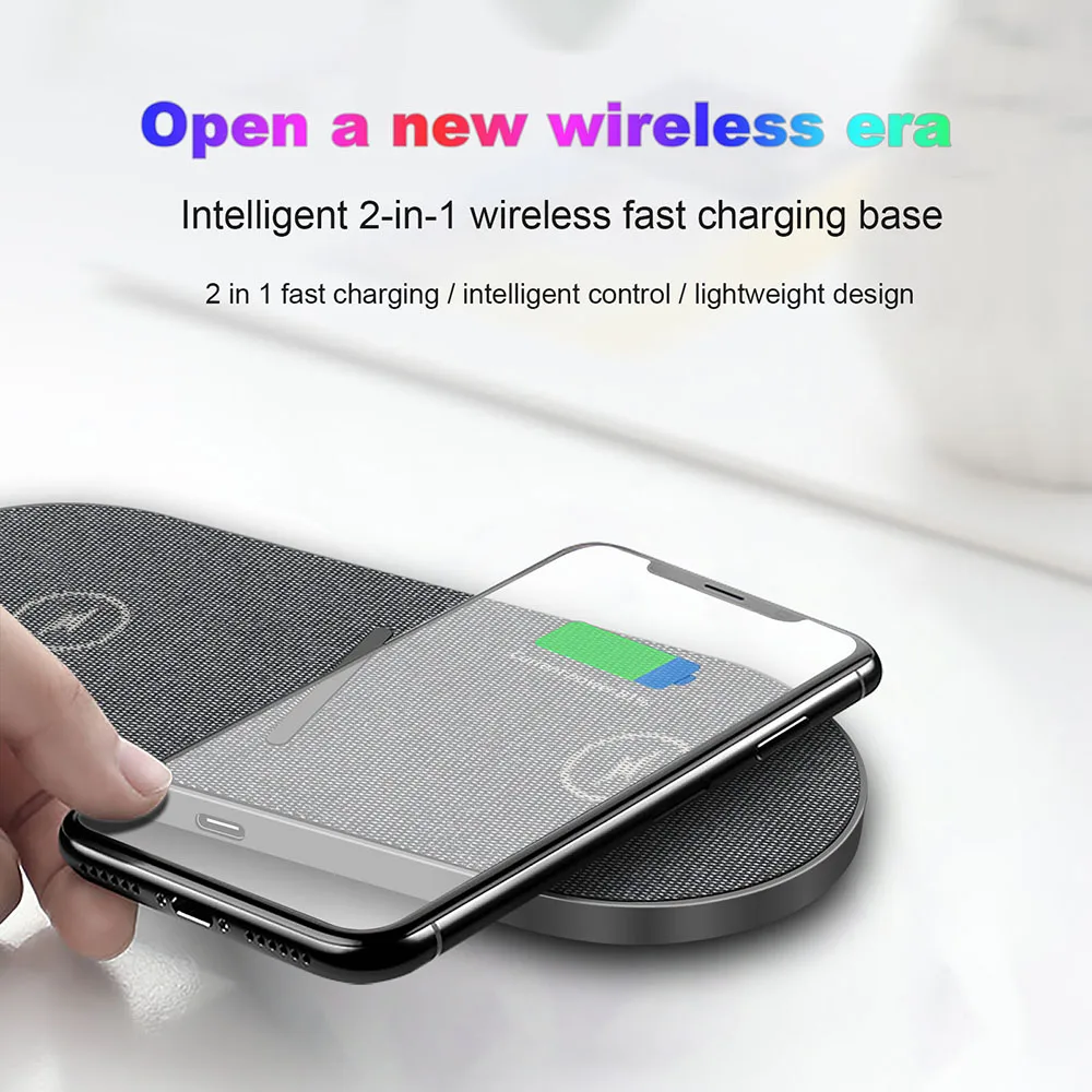 2 In 1 Wireless Charger Stand Pad  Fast Charging Station Dock For iPhone 15 14 13 12 11 Pro  Airpods Pro 3 2 Samsung S24 S23