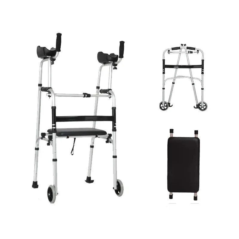 Aluminum Alloy Walking Aid For Elderly Assistance Handcart Foldable Armpit Support Walking Aids