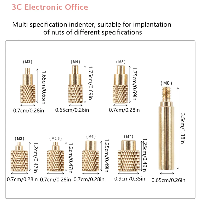 Heat Insert Nut M2-M8 Internal Thread Embedded Iron Tip For 3D Printing Plastic Assembly