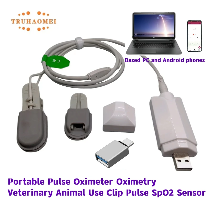 PC Based Portable Pulse Oximeter Oximetry Pulse SpO2 Sensor Adult Child Neonate Veterinary Animal Types Pulse Rate SPO2 Probe