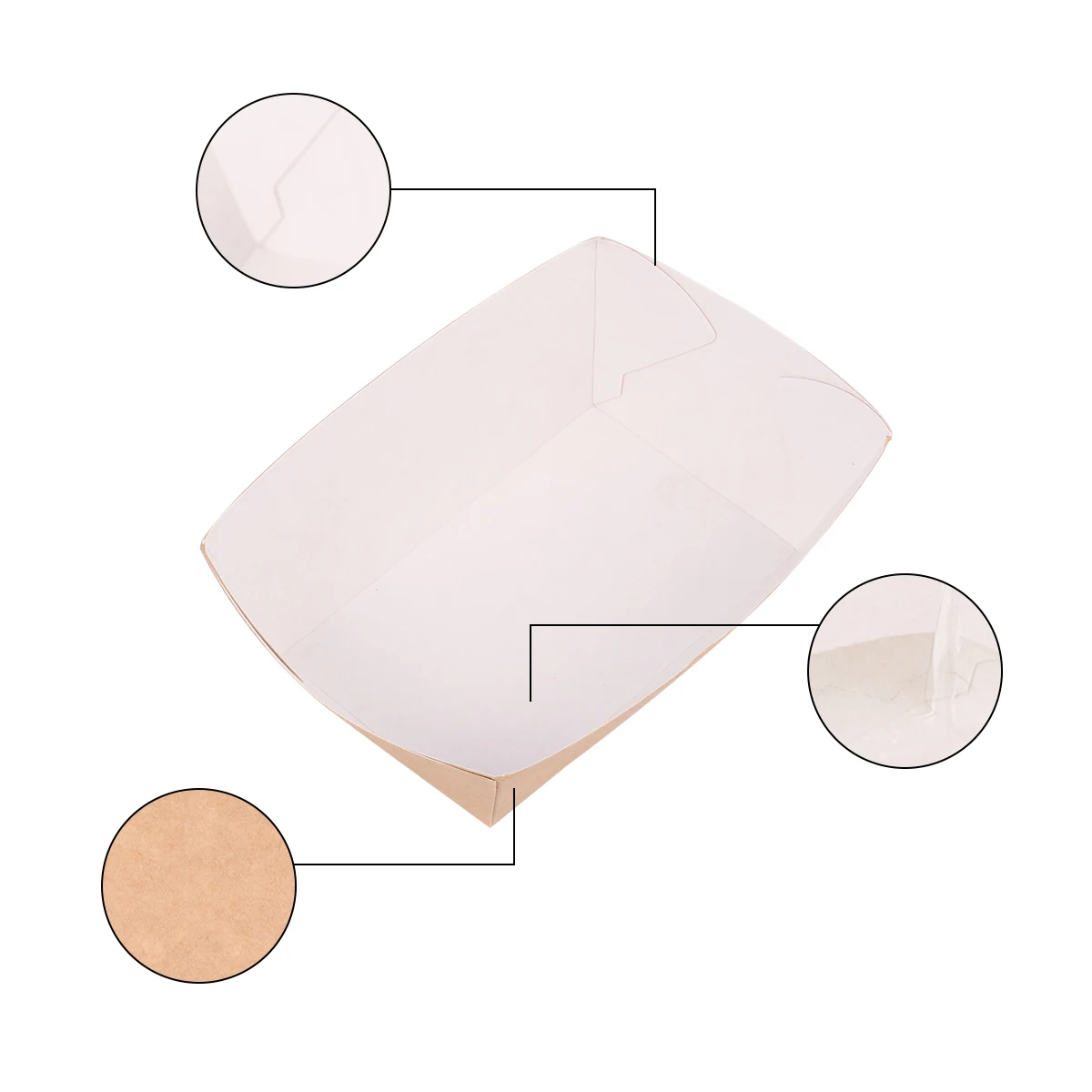 

100 Pcs Kraft Paper Food Serving Tray Disposable Boat Shape Box Snack Platter Open Packing Container Stackable Storage