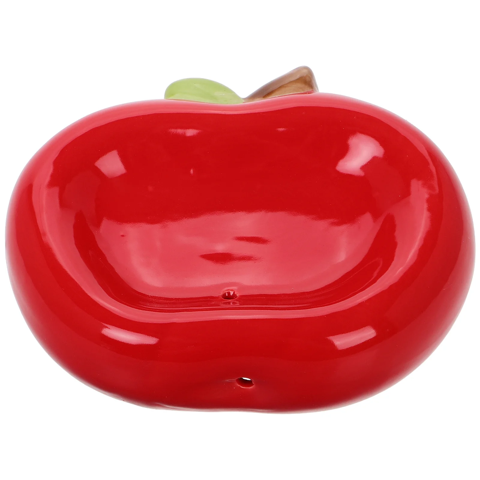

Apple Style Ceramic Soap Tray Drainage Holes Decorative Sink Soap Holder Kitchen Bathroom Vanity Countertop Sink Sponge Holder
