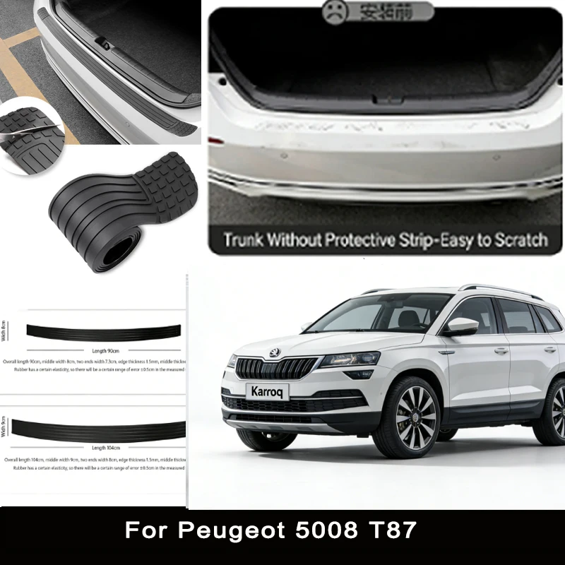 

For Skoda Karoq Rear Trunk Guard Plate Sticker Car Rear Bumper Trim Anti-Kicked Scratch Protector Sticker Strip