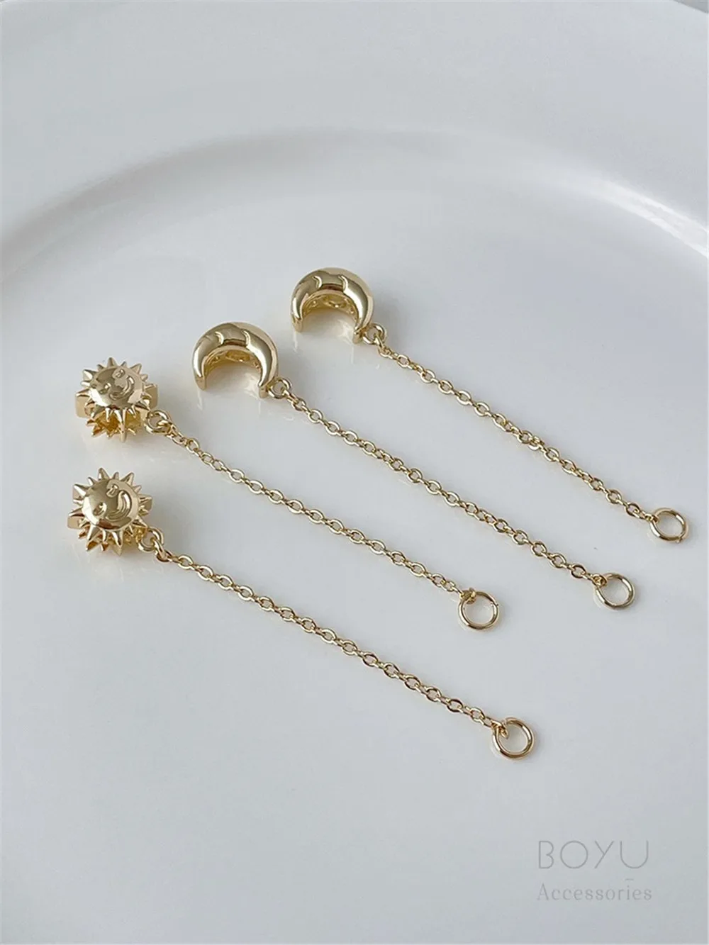 

14k Gold-wrapped Moon Sun Large Hole Bead Lanyard Handmade DIY Beaded Bracelet Bead Spacer Jewelry Material Accessories