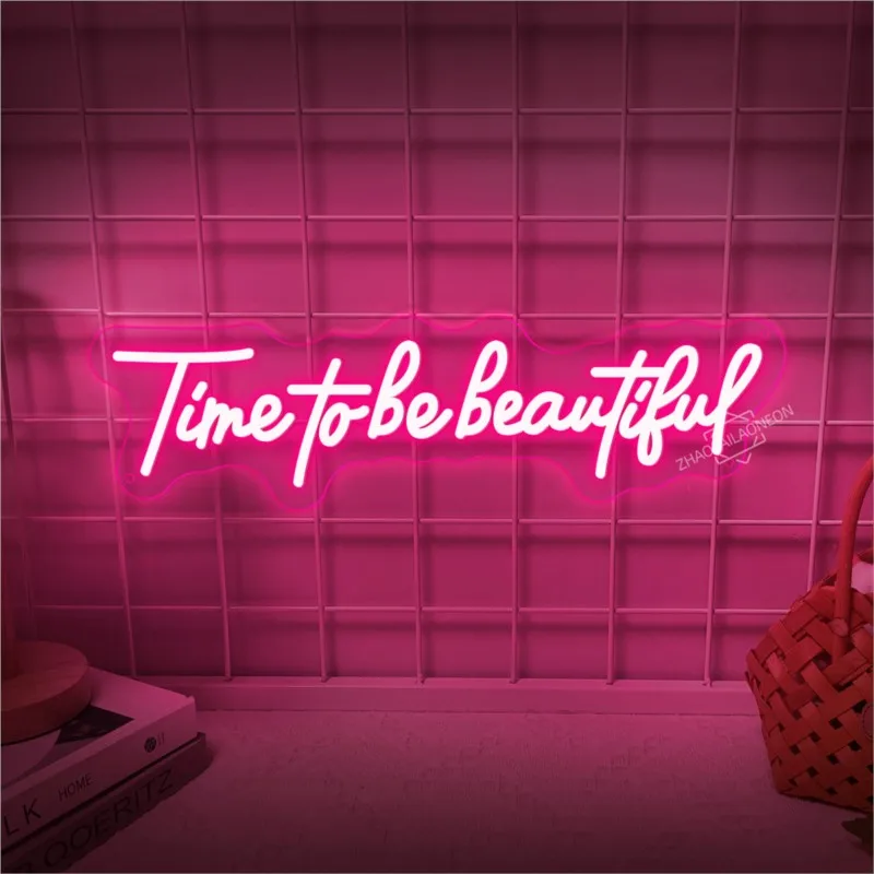 Time To Be Beautiful Neon Sign Interior Decoration Wall Lights Bedroom Living Room Bar Wall Decoration  LED Neon Sign view 2