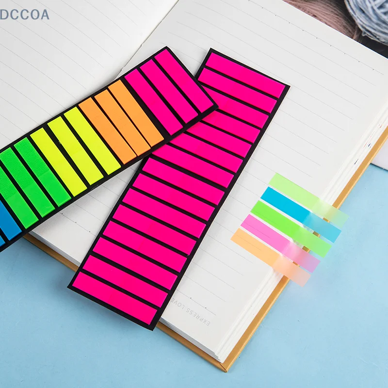 100/160/PCS Reading Aid Highlight Sticker Transparent Fluorescent Index Tabs Flags Sticky Note Stationery Office Supplies