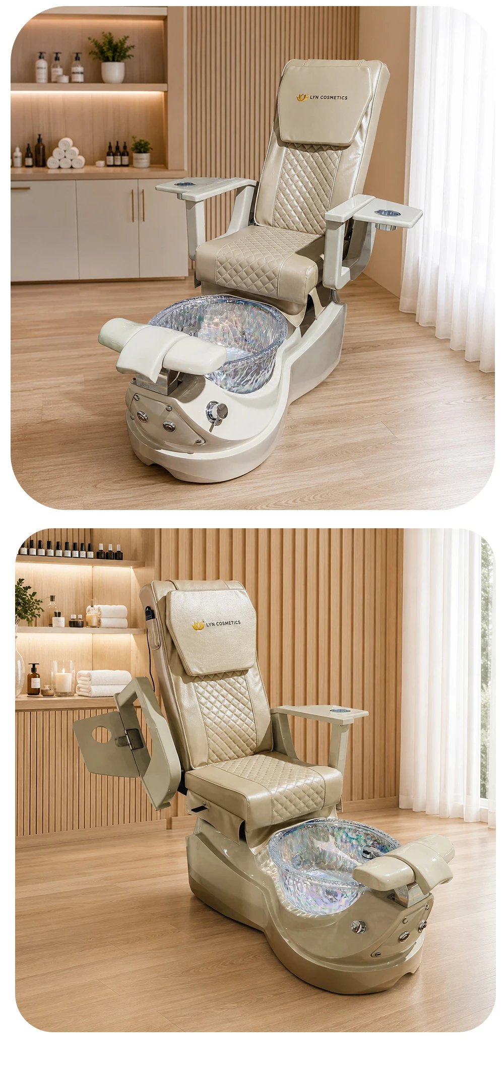 2026 Luxuriöser Verstellbarer Pedikürestuhl mit Glas-Fußbecken, Spa-Massage-Fußstuhl, Schönheits-Nagelstudio-Möbel für Maniküre und Pediküre – Detail 10