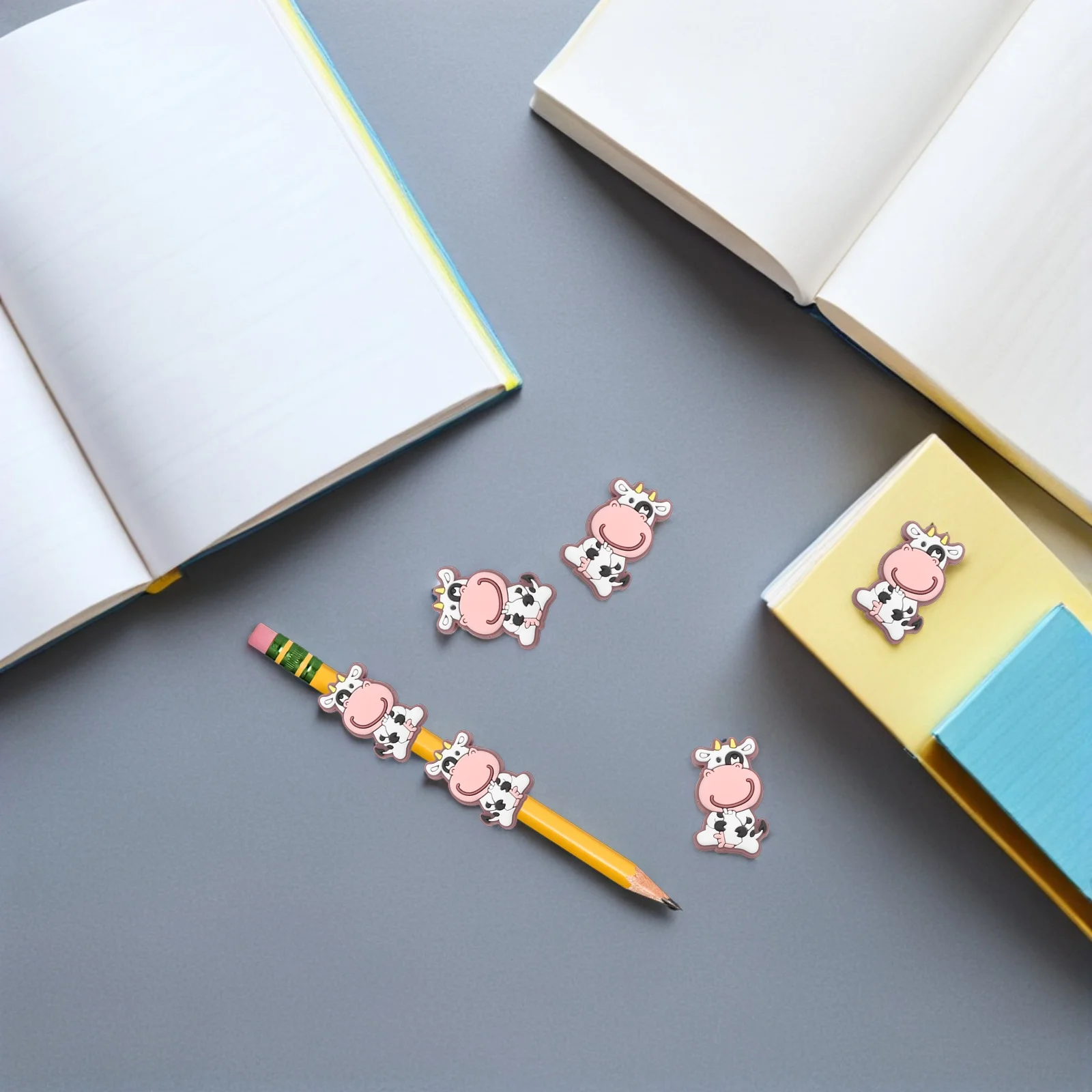 

20Pcs Soft PVC Cartoon Cow School Decorations Kids Students Classroom Rewards Cartoon Pen Toppers