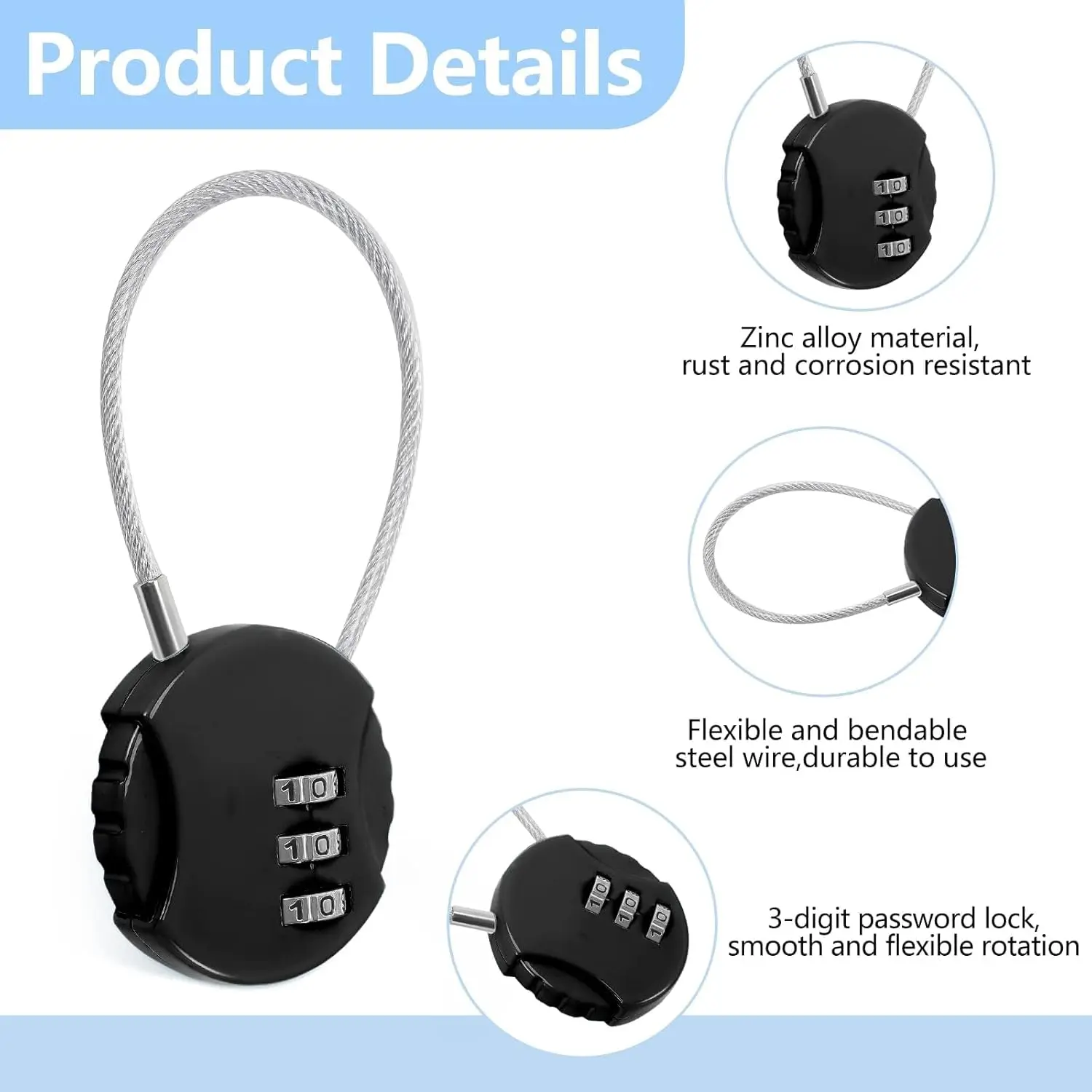 TSA 3 Digit Combination Lock New Anti-theft Security Tool Customs Password Lock Padlock Suitcase Luggage Coded Lock Travel