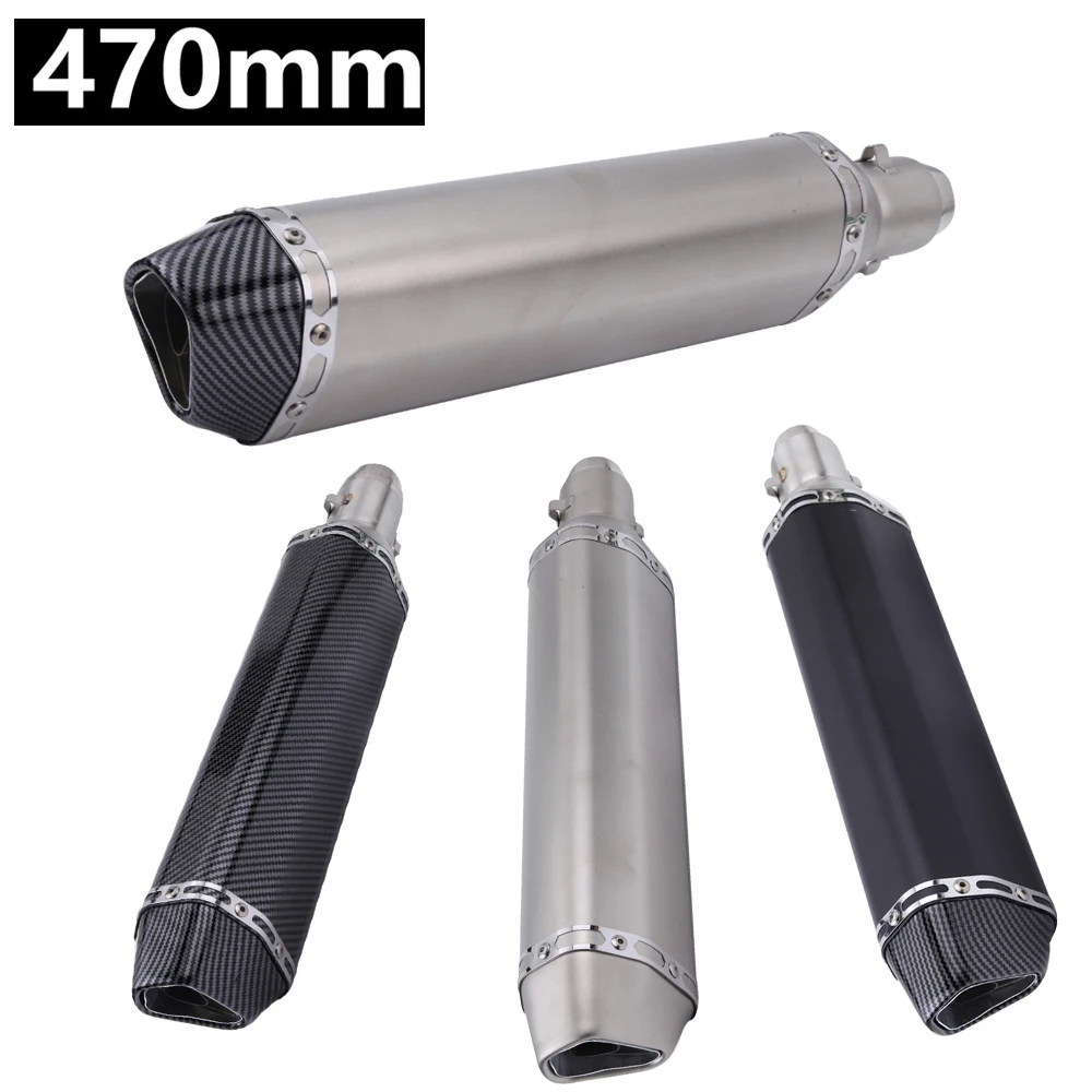Mofles de escape universales duraderos de 370/470 mm, precio de fábrica, para motocicleta, ATV, moto de calle, ¡gran oferta!