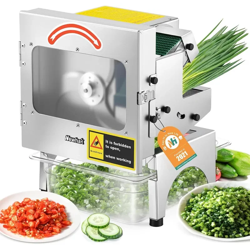 Commercial Veggie Slicer with Conveyor Belt Cutter 200W 110V