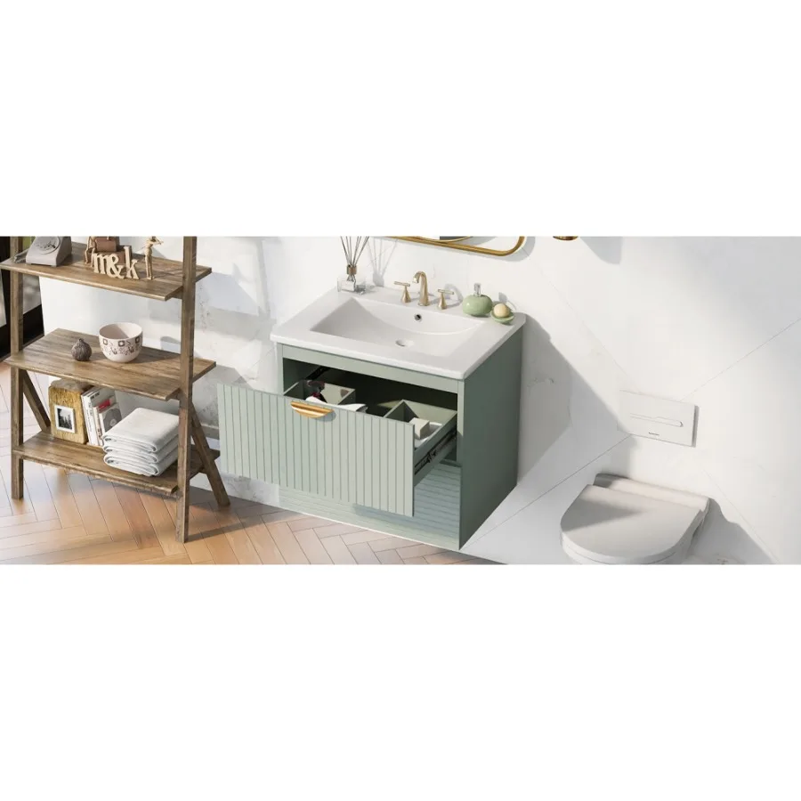 24-Inch Wall-Mounted Bathroom Cabinets Modern Vanity with 2 Drawers Ideal for Small Bathrooms Home Furniture image 6