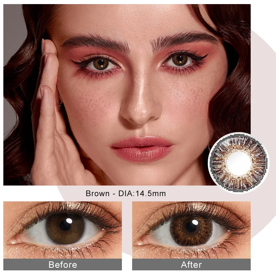 3 Tone Color Contact Lenses For Eyes Brown Contact Lens Beauty Pupilentes Cosmetic Eye Contacts Eye Color Lenses