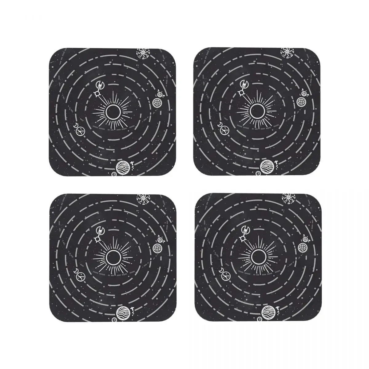 Outer Wilds Solar System Coasters Kitchen Placemats Non-slip Insulation Cup Coffee Mats For Decor Home Tableware Pads Set of 4